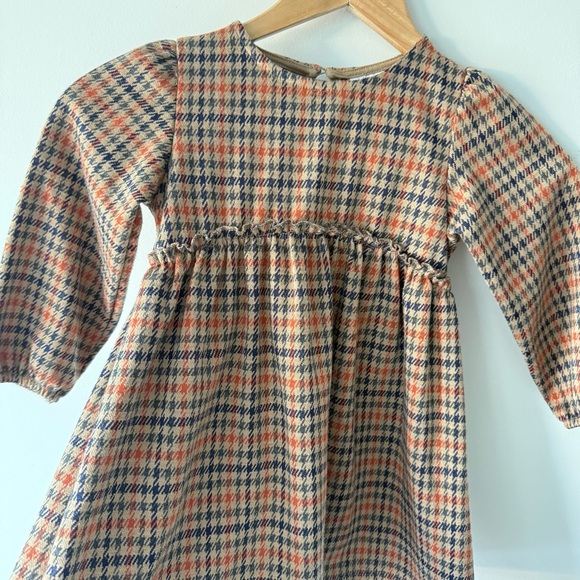 Zara Kids Tan Houndstooth Fall Dress 2/3 Years - Picture 3 of 5